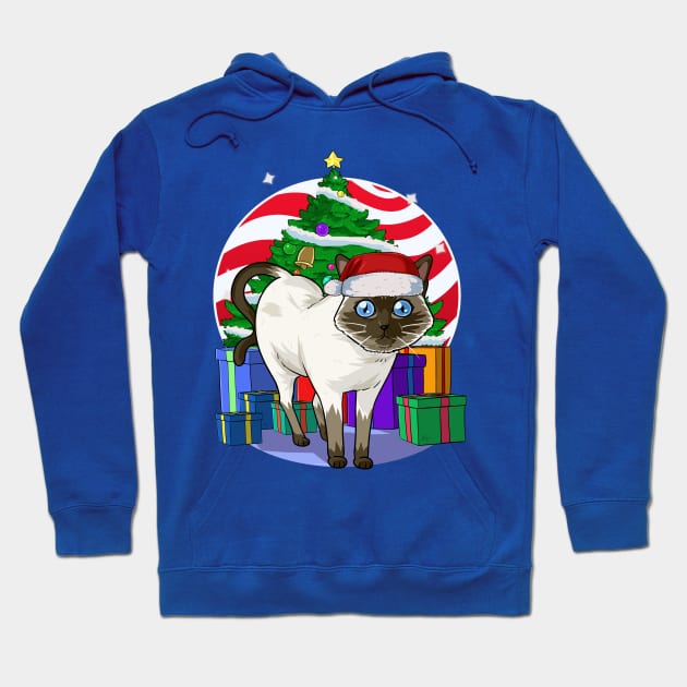 Siamese Cat Santa Christmas Gift Hoodie by Noseking